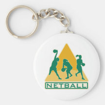 netball player catching passing ball keychain