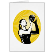 netball player goal shoot shooting ball card