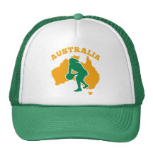 Netball player passing ball Australia Map Hats