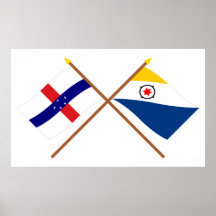 Netherlands Antilles and Bonaire Crossed Flags Print