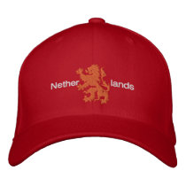Netherlands Red and Orange Rampant Lion Cap Embroidered Baseball Caps