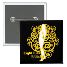 Neuroblastoma Abstract Fight Like a Girl Pinback Button