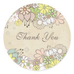 Neutral Blooms White Gift Thank You Label Sticker