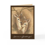 Neutral Deer Couple Christmas Cards