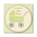Neutral Green Baby Carriage Baby Shower Magnets