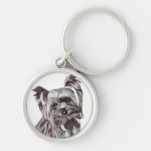 Neutral Yorkie Keychain