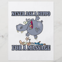 never ask a hippo for a massage flyer design