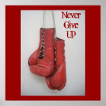 Never Give Up, Boxing Gloves Framed Print