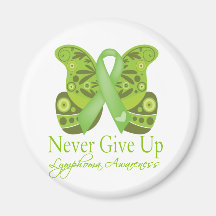 Never Give Up - Butterfly Lymphoma Awareness Magnet