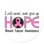 Never Give Up Hope 5 Breast Cancer stickers