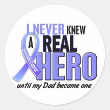 Never Knew A Hero 2 Dad Prostate Cancer Round Sticker