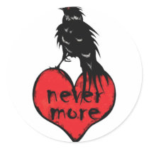 Never More Raven Round Sticker