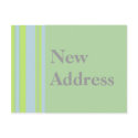 New Address yellow grey blue stripes postcards