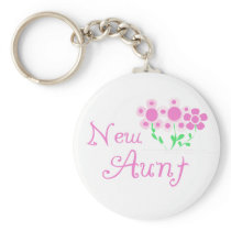 New Aunt Pink Flowers Tshirts and Gifts Key Chain
