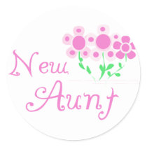New Aunt Pink Flowers Tshirts and Gifts Stickers