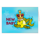 New Baby Announcement lucky goldfish wearing crown Cards