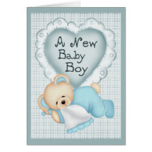 New Baby Boy Bear Greeting Cards