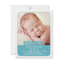 New Baby Boy Photo Flat Announcement