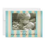 New Baby Brother Birth Announcement Blue Stripes