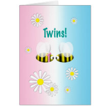 New Baby Congratulations Twins Boy and Girl Greeting Card