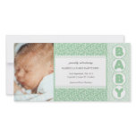 New Baby Country Damask Green Photo Cards photo cards