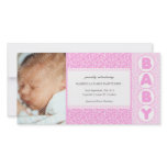 New Baby Country Damask Pink Girl Photo Cards photo cards