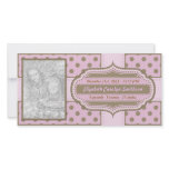 New Baby Girl Birth Announcement Pink Brown photo cards
