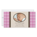 New Baby Girl Decor Plaid Baby Birth Photo Card photo cards