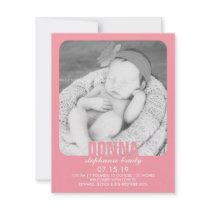 New Baby Girl Photo Flat Announcement