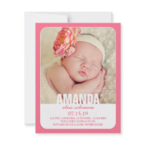 New Baby Girl Photo Flat Announcement