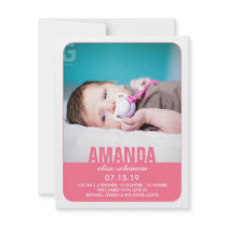 New Baby Girl Photo Flat Announcement