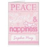 New Baby girl stitched card