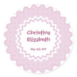 New Baby Name, Date of Birth Sticker - Pink