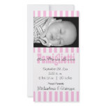 New Baby Pink And White Striped Photo Card photo cards