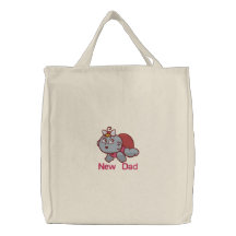 New Dad -  girl Embroidered Tote Bag