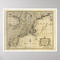 New England New Jersey New York Map 1747 Poster