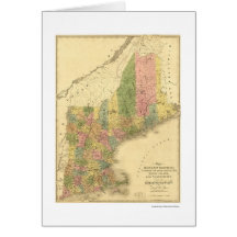New England States Map 1839 Greeting Cards