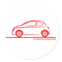 New Fiat 500 Cinquecento Round Sticker