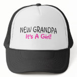 New Grandpa Its A Girl Pink Trucker Hats
