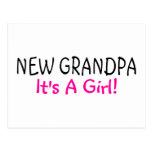 New Grandpa Its A Girl Pink Postcard