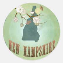 New Hampshire State Map – Green Round Stickers