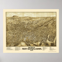 New Haven, CT Panoramic Map - 1879 Print