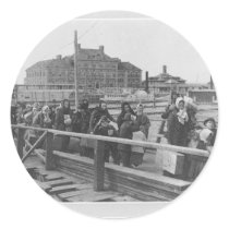 New Immigrants Landing at Ellis Island New York Stickers