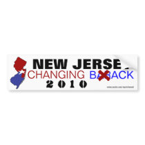 New Jersey Changing Back 2010 Bumper Sticker