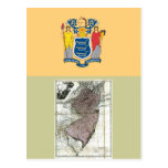 New Jersey Map and State Flag Postcard