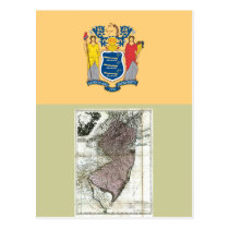 New Jersey Map and State Flag postcards