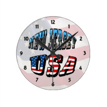 New Jersey Picture and USA Text Clock