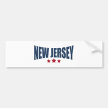 New Jersey Three Stars Design Bumper Sticker