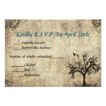 New Life Vintage with Blue Wedding RSVP Card  Invi Invitations