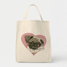 New Love Pug by Mudge Studios Bag